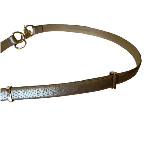 Via Spiga Matte Gold Skinny Italian Leather Belt Gold Buckle sz m - Picture 7 of 7